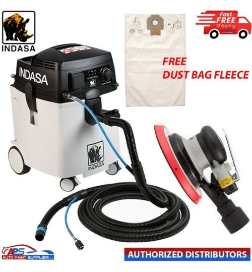 INDASA A-SERIES Air Sander 150mm & DUST EXTRATION COMPLETE PACKAGE 45LT W/ HOSE